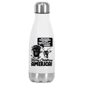 Merry Christmas America Trump Reindeer Stainless Steel Insulated Water Bottle