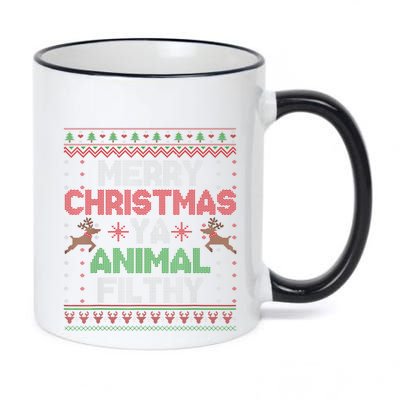 Merry Christmas Animal Filthy Ya Xmas 11oz Black Color Changing Mug