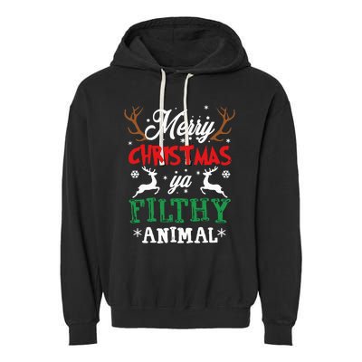 Merry Christmas Animal Filthy Ya Xmas Pajama Garment-Dyed Fleece Hoodie