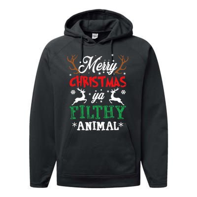 Merry Christmas Animal Filthy Ya Xmas Pajama Performance Fleece Hoodie