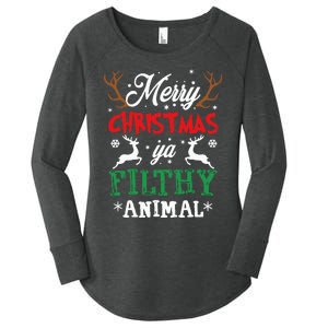 Merry Christmas Animal Filthy Ya Xmas Pajama Women's Perfect Tri Tunic Long Sleeve Shirt