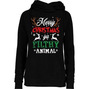 Merry Christmas Animal Filthy Ya Xmas Pajama Womens Funnel Neck Pullover Hood