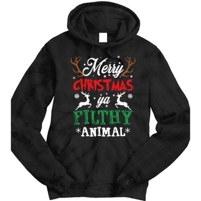 Merry Christmas Animal Filthy Ya Xmas Pajama Tie Dye Hoodie