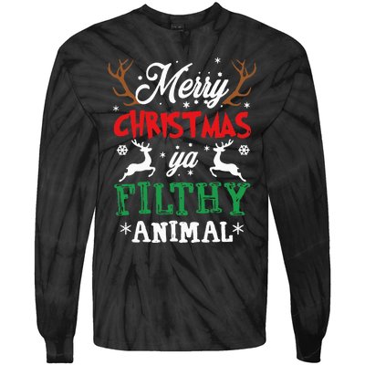 Merry Christmas Animal Filthy Ya Xmas Pajama Tie-Dye Long Sleeve Shirt