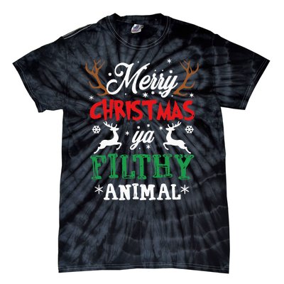 Merry Christmas Animal Filthy Ya Xmas Pajama Tie-Dye T-Shirt