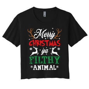 Merry Christmas Animal Filthy Ya Xmas Pajama Women's Crop Top Tee