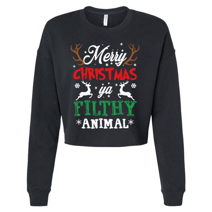 Merry Christmas Animal Filthy Ya Xmas Pajama Cropped Pullover Crew