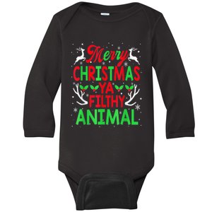 Merry Christmas Animal Filthy Ya  Wo Kid Baby Long Sleeve Bodysuit