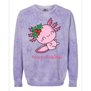 Merry Christmas Axolotl Cute Holiday Colorblast Crewneck Sweatshirt