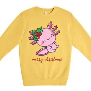 Merry Christmas Axolotl Cute Holiday Premium Crewneck Sweatshirt