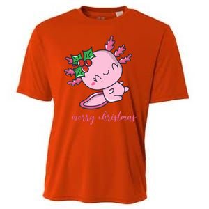 Merry Christmas Axolotl Cute Holiday Cooling Performance Crew T-Shirt