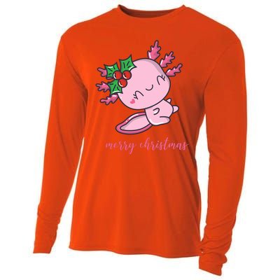 Merry Christmas Axolotl Cute Holiday Cooling Performance Long Sleeve Crew