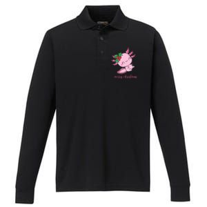 Merry Christmas Axolotl Cute Holiday Performance Long Sleeve Polo