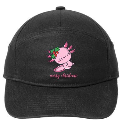 Merry Christmas Axolotl Cute Holiday 7-Panel Snapback Hat