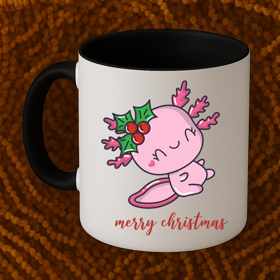 Merry Christmas Axolotl Cute Holiday Mug