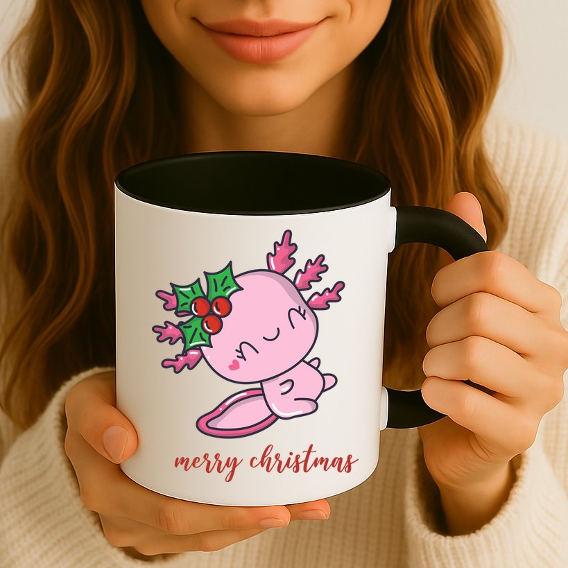 Merry Christmas Axolotl Cute Holiday Mug