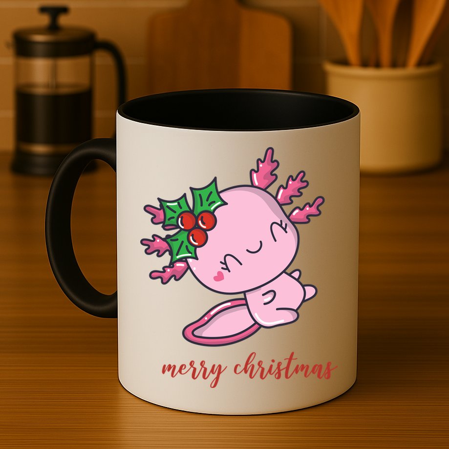 Merry Christmas Axolotl Cute Holiday Mug