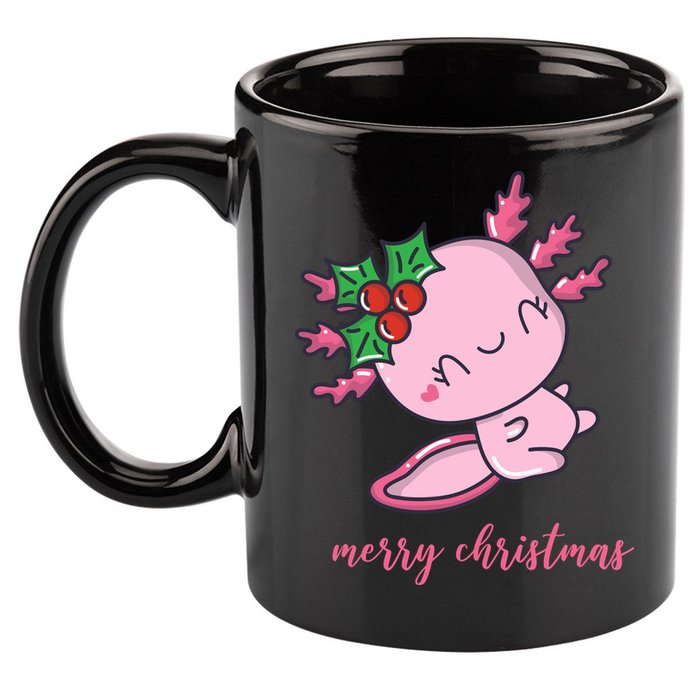 Merry Christmas Axolotl Cute Holiday 11oz C Handle Ceramic Mug