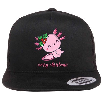 Merry Christmas Axolotl Cute Holiday Flatbill Hat