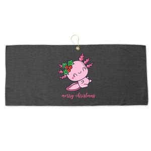 Merry Christmas Axolotl Cute Holiday Large Microfiber Waffle Golf Towel