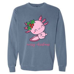 Merry Christmas Axolotl Cute Holiday Garment-Dyed Sweatshirt