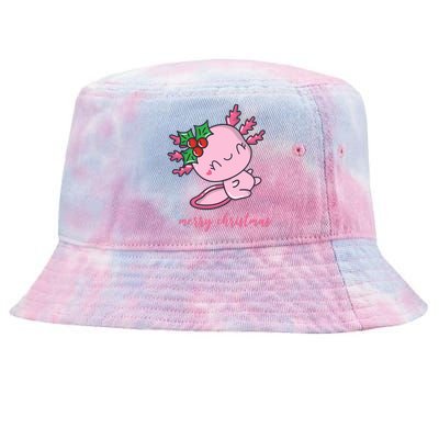 Merry Christmas Axolotl Cute Holiday Tie-Dyed Bucket Hat