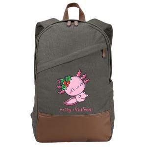 Merry Christmas Axolotl Cute Holiday Cotton Canvas Backpack