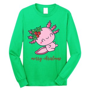 Merry Christmas Axolotl Cute Holiday Long Sleeve Shirt