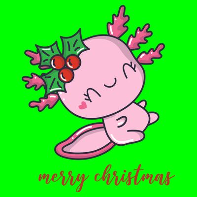 Merry Christmas Axolotl Cute Holiday T-Shirt