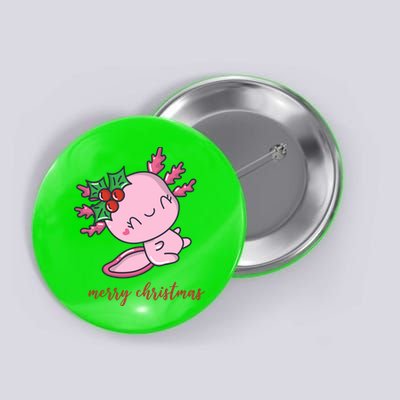 Merry Christmas Axolotl Cute Holiday Button