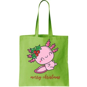 Merry Christmas Axolotl Cute Holiday Tote Bag