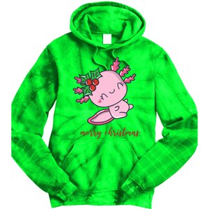 Merry Christmas Axolotl Cute Holiday Tie Dye Hoodie