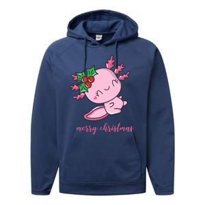 Merry Christmas Axolotl Cute Holiday Performance Fleece Hoodie