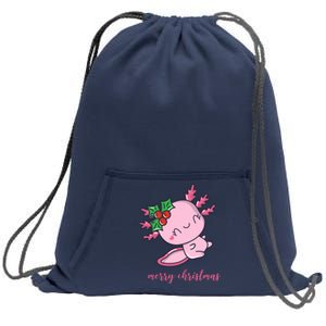 Merry Christmas Axolotl Cute Holiday Sweatshirt Cinch Pack Bag