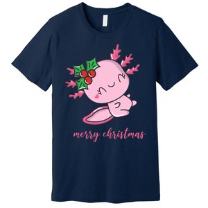 Merry Christmas Axolotl Cute Holiday Premium T-Shirt