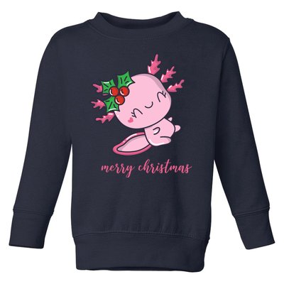 Merry Christmas Axolotl Cute Holiday Toddler Sweatshirt