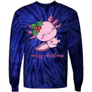 Merry Christmas Axolotl Cute Holiday Tie-Dye Long Sleeve Shirt