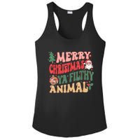 Merry Christmas Animal Filthy Ya Groovy Xmas Pajama Retro Ladies PosiCharge Competitor Racerback Tank