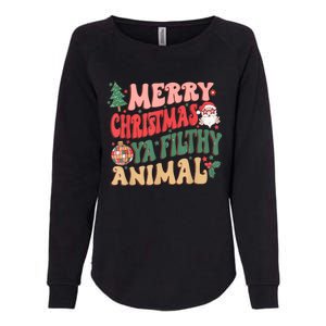 Merry Christmas Animal Filthy Ya Groovy Xmas Pajama Retro Womens California Wash Sweatshirt