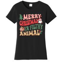 Merry Christmas Animal Filthy Ya Groovy Xmas Pajama Retro Women's T-Shirt