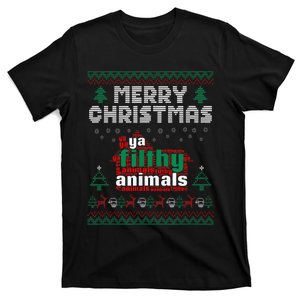 Merry Christmas Animal Filthy Ya Ugly Sweater Style Matching T-Shirt