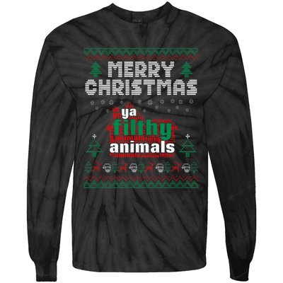 Merry Christmas Animal Filthy Ya Ugly Sweater Style Matching Tie-Dye Long Sleeve Shirt