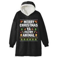 Merry Christmas Animal Filthy Ya Ugly Sweater Style Matching Hooded Wearable Blanket