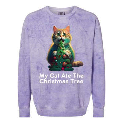 My Cat Ate The Christmas Tree Festive Holiday Apparel Colorblast Crewneck Sweatshirt