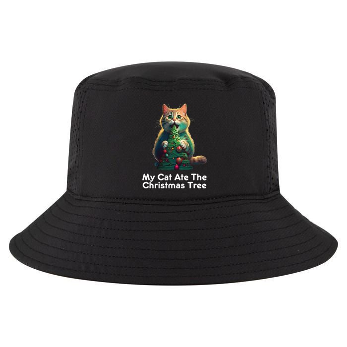 My Cat Ate The Christmas Tree Festive Holiday Apparel Cool Comfort Performance Bucket Hat