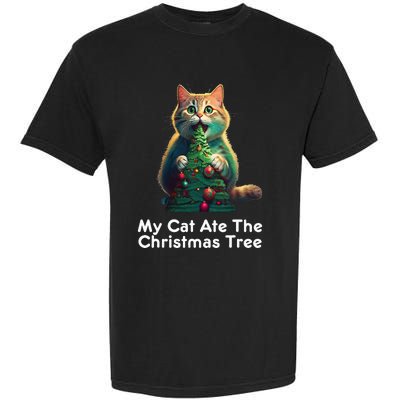 My Cat Ate The Christmas Tree Festive Holiday Apparel Garment-Dyed Heavyweight T-Shirt