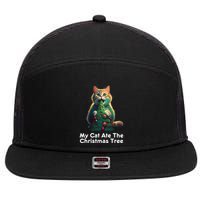 My Cat Ate The Christmas Tree Festive Holiday Apparel 7 Panel Mesh Trucker Snapback Hat
