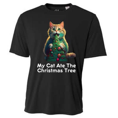 My Cat Ate The Christmas Tree Festive Holiday Apparel Cooling Performance Crew T-Shirt