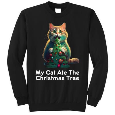 My Cat Ate The Christmas Tree Festive Holiday Apparel Sweatshirt