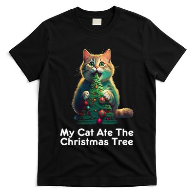 My Cat Ate The Christmas Tree Festive Holiday Apparel T-Shirt
